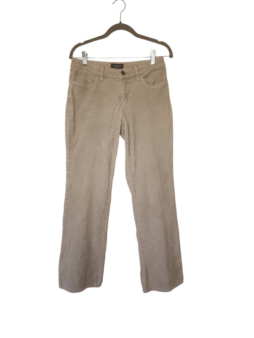 Sonoma Taupe/Beige Corduroy Five-Pocket Classic Mid-Rise Pants Size 4P